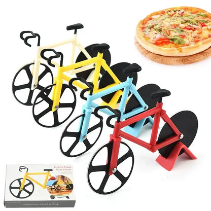 Colorful double wheel bicycle pizza cutter set kitchen tool