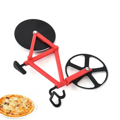 Colorful double wheel bicycle pizza cutter set kitchen tool