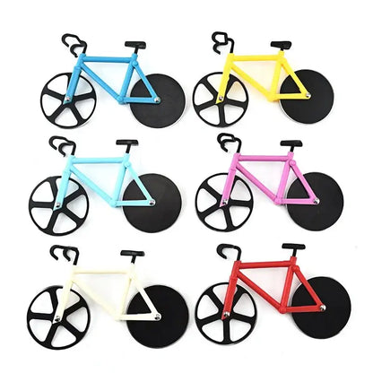 Colorful double wheel bicycle pizza cutter set kitchen tool