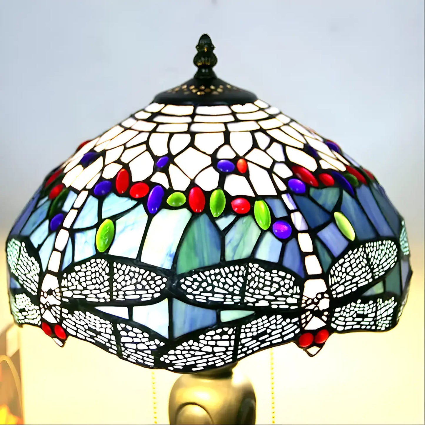 Colorful Dragonfly Tiffany-Inspired Lamp