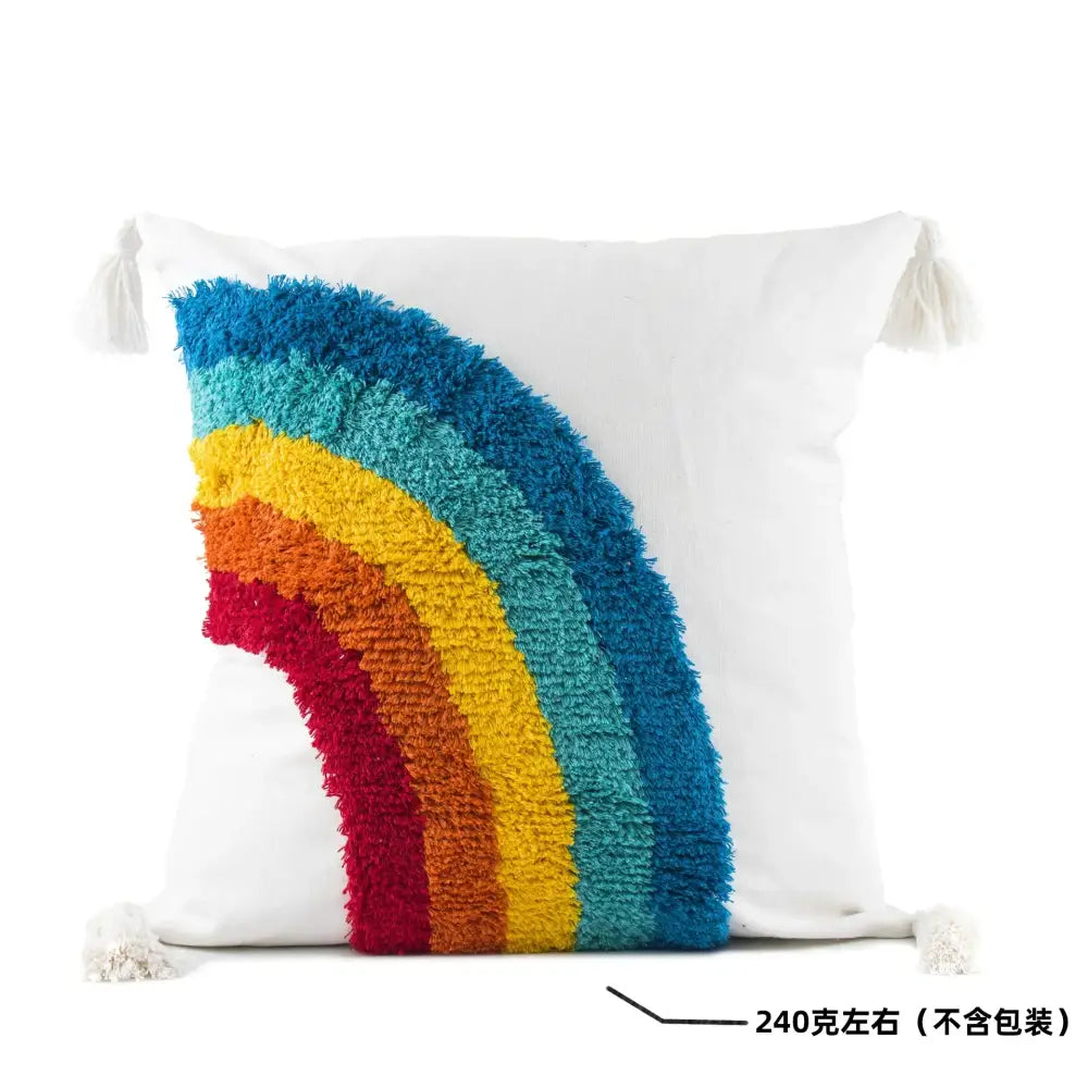 Colorful geometric tassel pillowcase bedroom hand embroidered decor