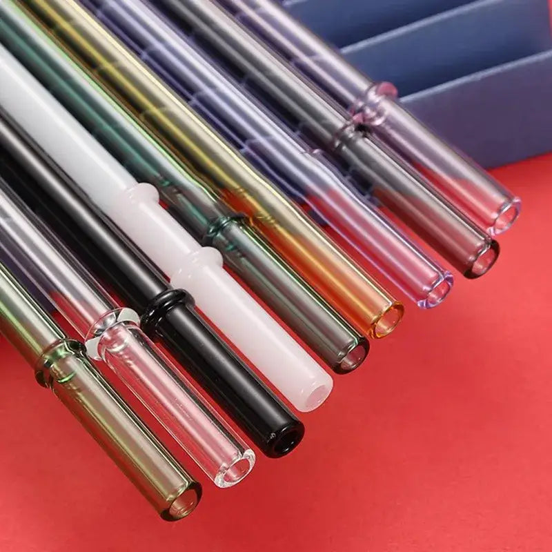 Colorful glass bent straw set kitchen reusable drinking straws