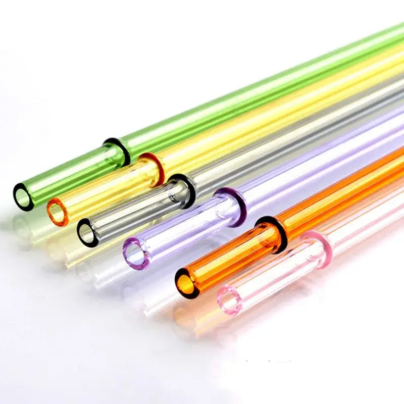 Colorful glass bent straw set kitchen reusable drinking straws