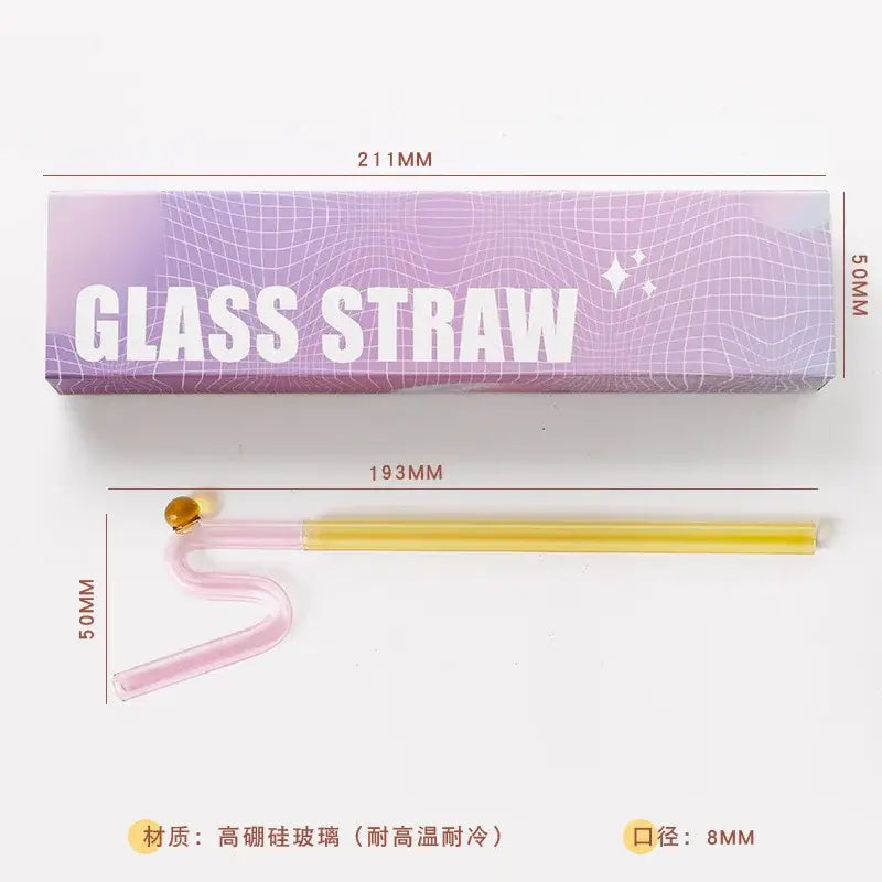 Colorful glass flower handle stir bar kitchen cocktail straw