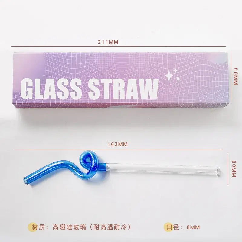 Colorful glass flower handle stir bar kitchen cocktail straw