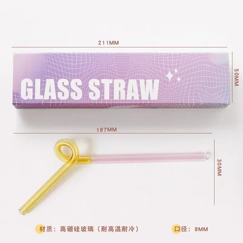 Colorful glass flower handle stir bar kitchen cocktail straw