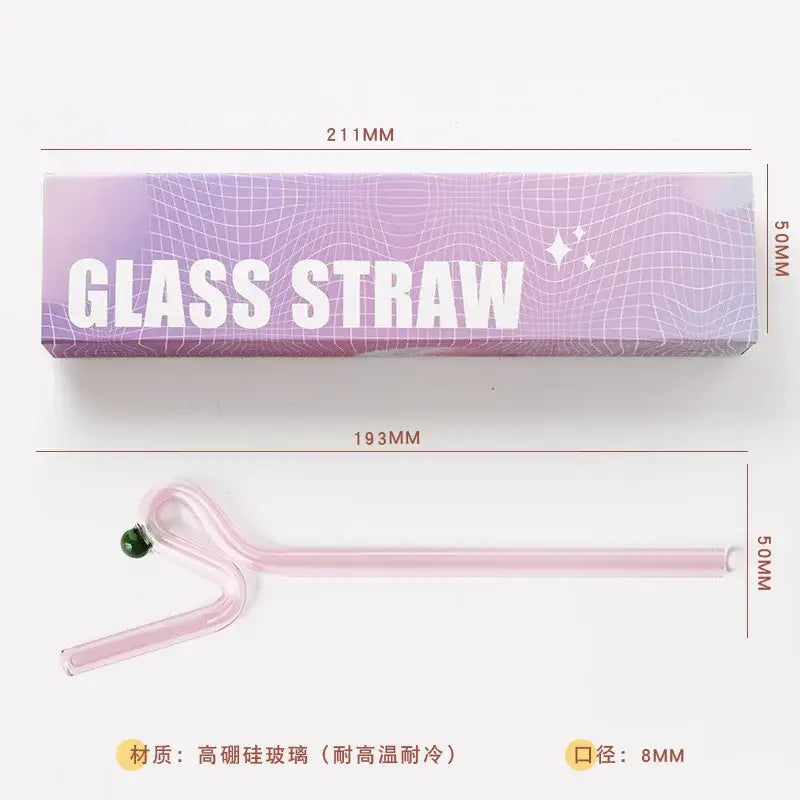 Colorful glass flower handle stir bar kitchen cocktail straw