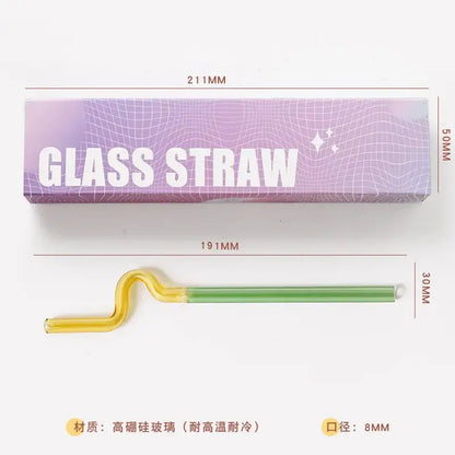Colorful glass flower handle stir bar kitchen cocktail straw
