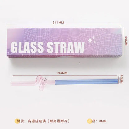 Colorful glass flower handle stir bar kitchen cocktail straw
