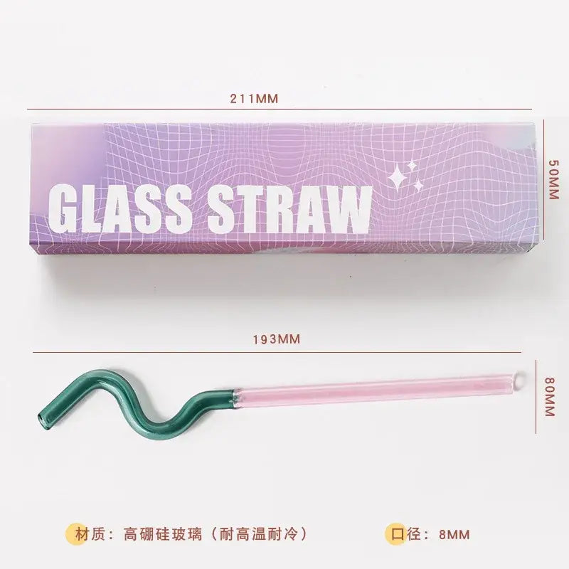 Colorful glass flower handle stir bar kitchen cocktail straw