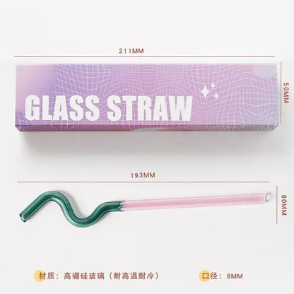 Colorful glass flower handle stir bar kitchen cocktail straw