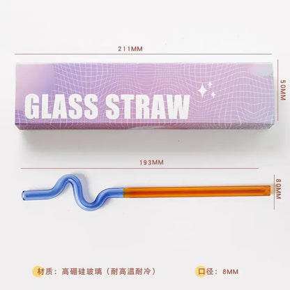 Colorful glass flower handle stir bar kitchen cocktail straw