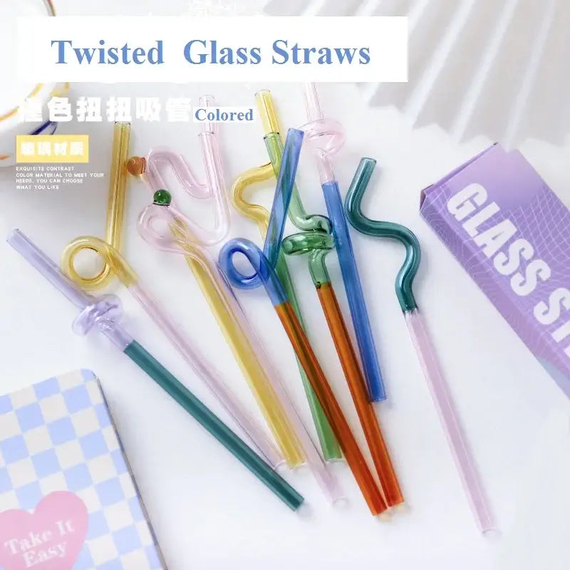 Colorful glass flower handle stir bar kitchen cocktail straw