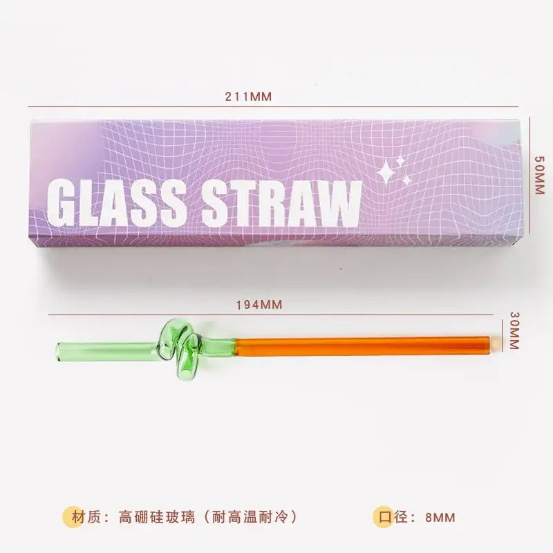 Colorful glass flower handle stir bar kitchen cocktail straw