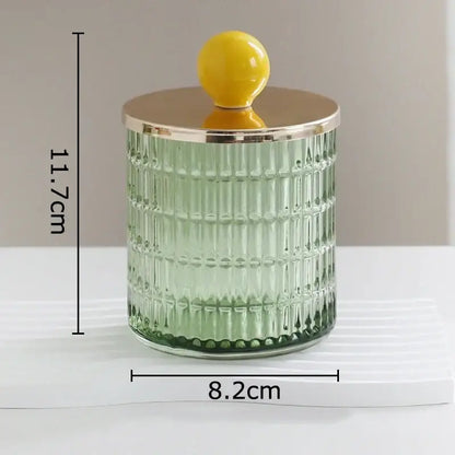 Colorful glass tea canister set with gold ceramic lids kitchen storage jar