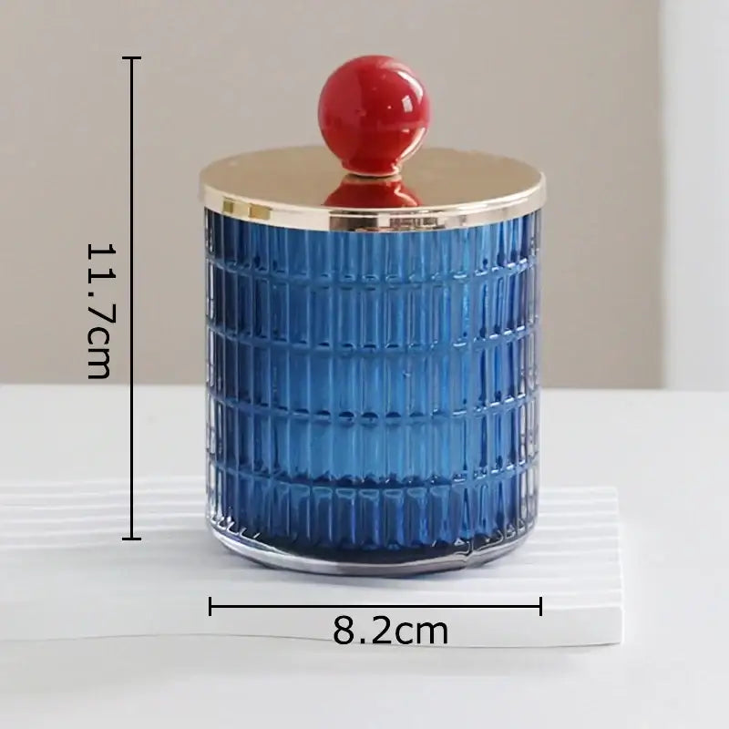 Colorful glass tea canister set with gold ceramic lids kitchen storage jar