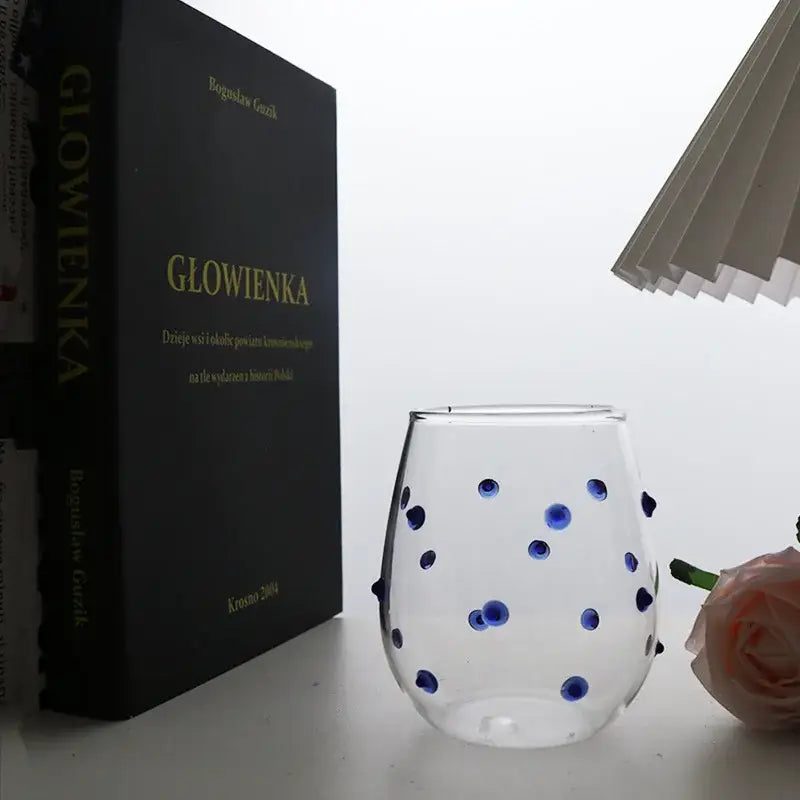 Colorful glass wave dots mug set dining room stemless wine glasses