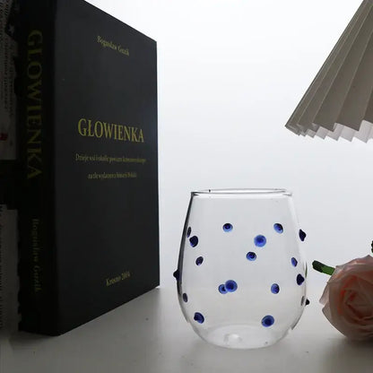 Colorful glass wave dots mug set dining room stemless wine glasses