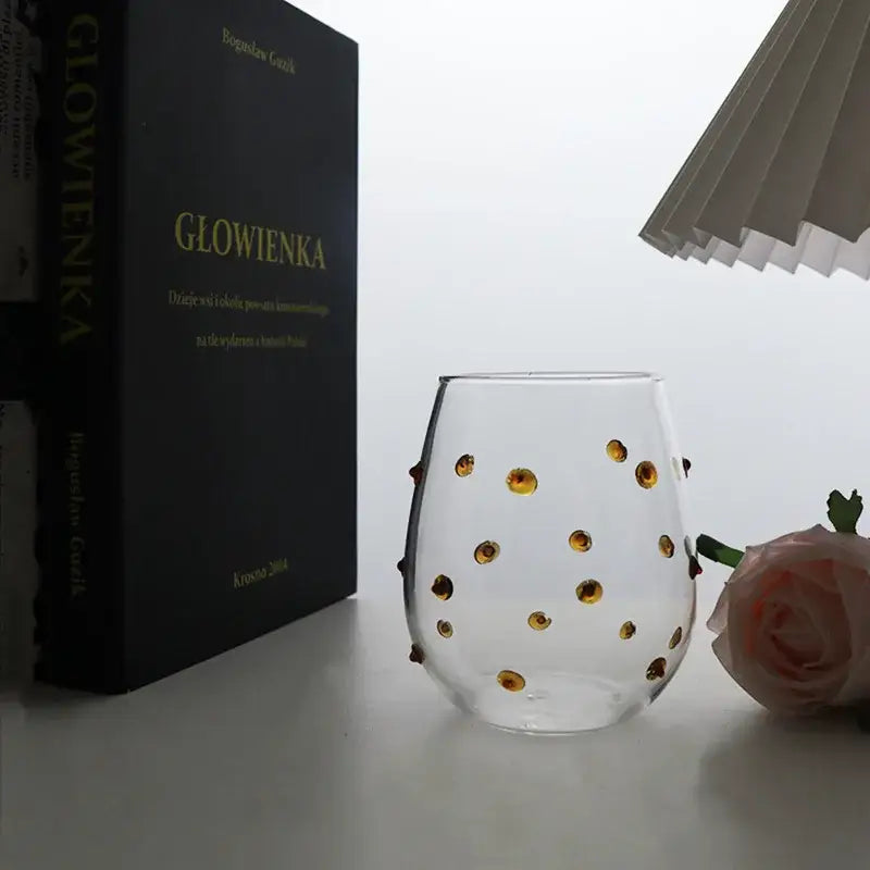 Colorful glass wave dots mug set dining room stemless wine glasses