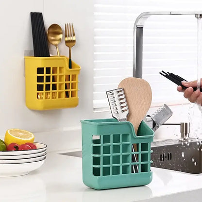 Colorful grid pattern kitchen cutlery storage holder utensil caddy