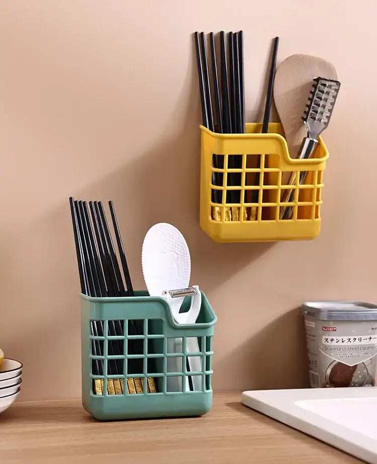 Colorful grid pattern kitchen cutlery storage holder utensil caddy