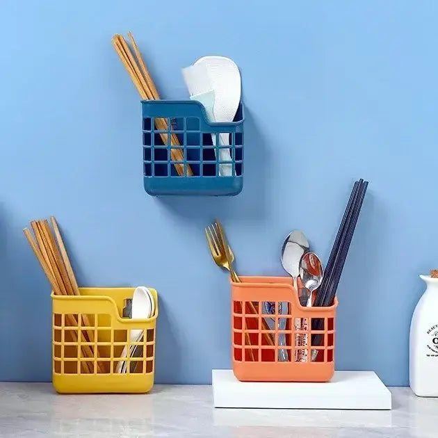 Colorful grid pattern kitchen cutlery storage holder utensil caddy
