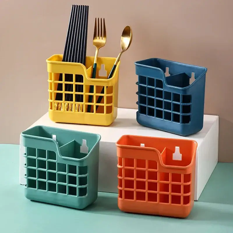 Colorful grid pattern kitchen cutlery storage holder utensil caddy