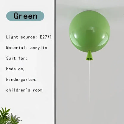 Colorful multi color kids balloon pendant light bedroom led lamp