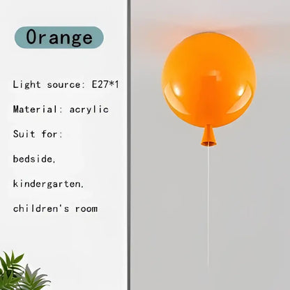Colorful multi color kids balloon pendant light bedroom led lamp