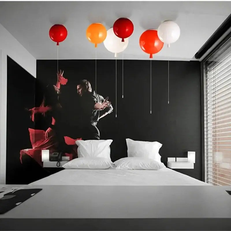 Colorful multi color kids balloon pendant light bedroom led lamp