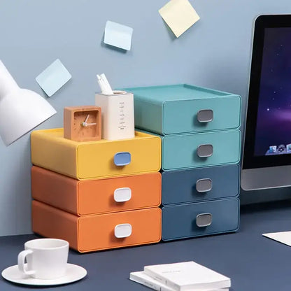 Colorful multi drawer desktop cosmetic storage box bedroom organizer