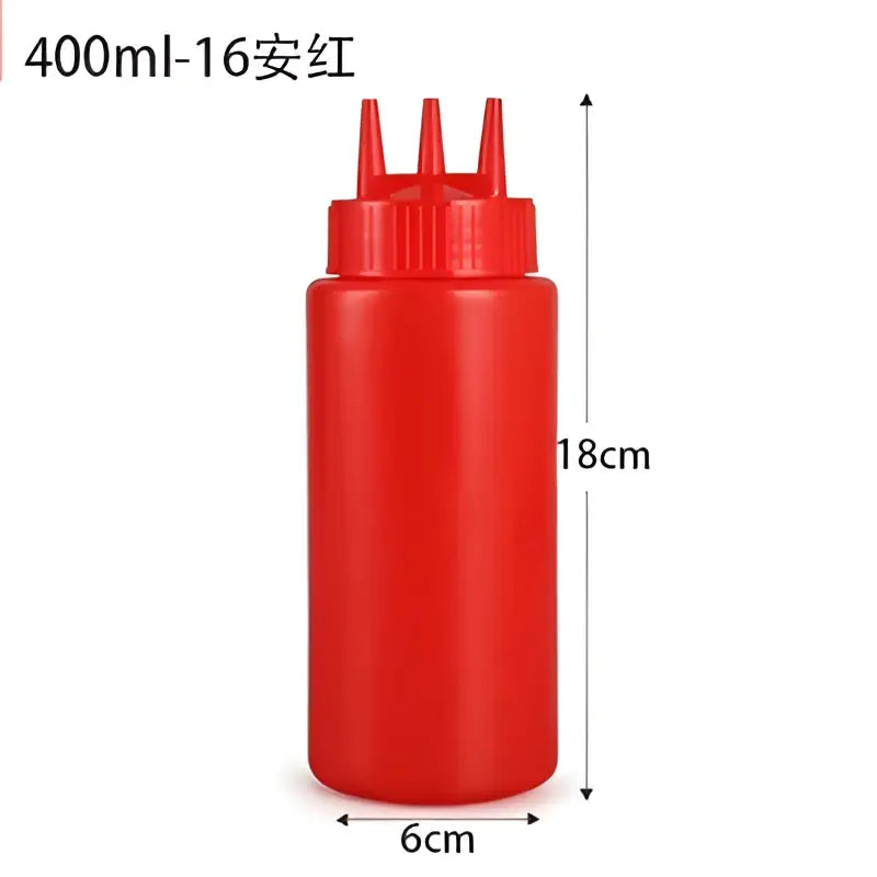 Colorful multi prong condiment squeeze bottle set kitchen sauce dispenser