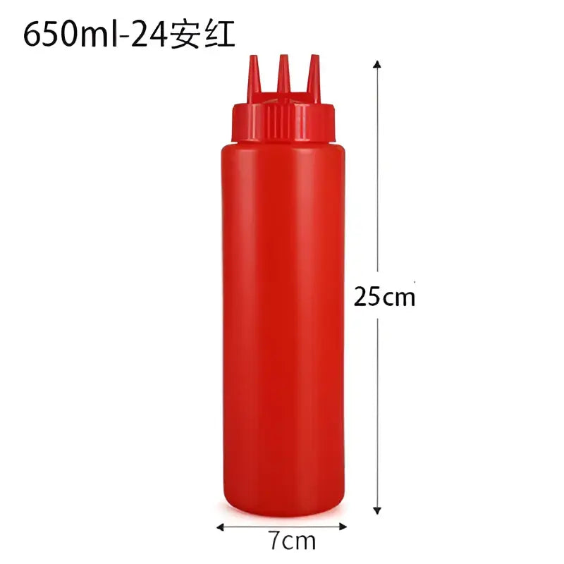 Colorful multi prong condiment squeeze bottle set kitchen sauce dispenser
