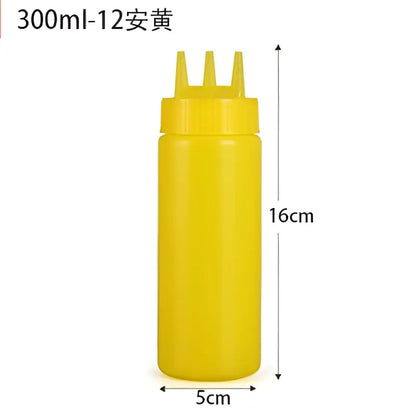 Colorful multi prong condiment squeeze bottle set kitchen sauce dispenser
