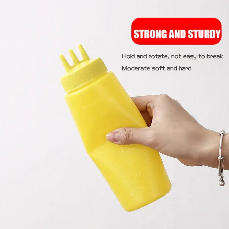 Colorful multi prong condiment squeeze bottle set kitchen sauce dispenser