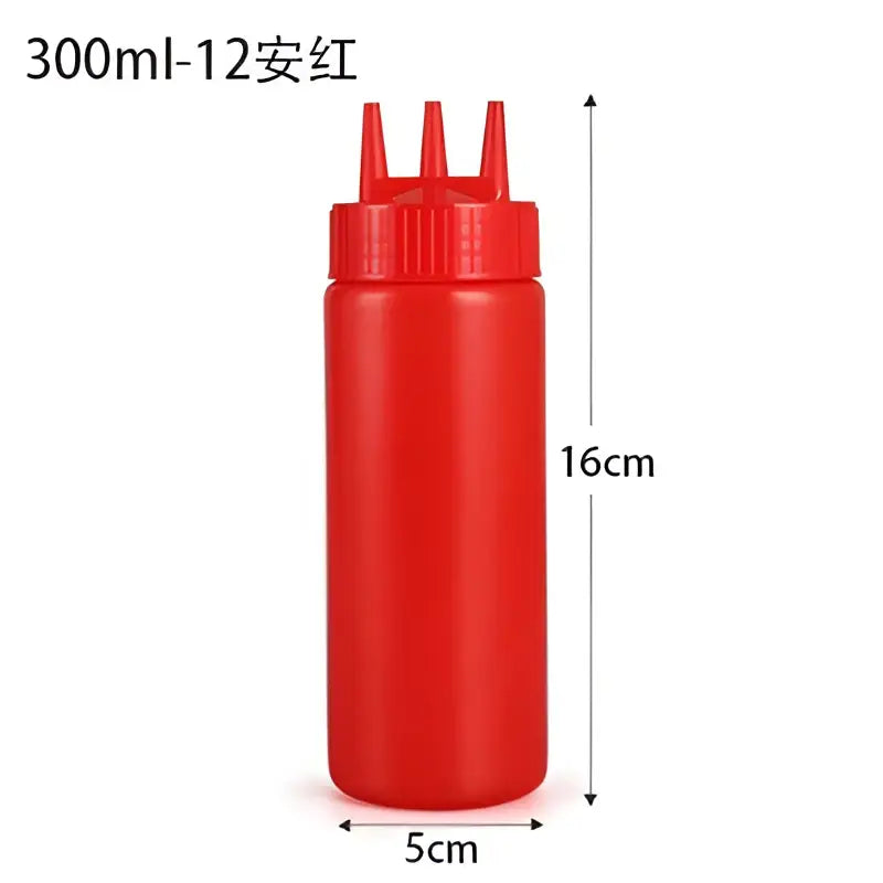 Colorful multi prong condiment squeeze bottle set kitchen sauce dispenser