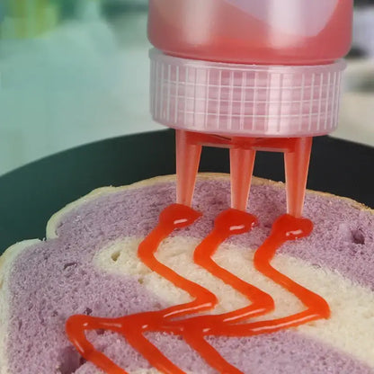 Colorful multi prong condiment squeeze bottle set kitchen sauce dispenser