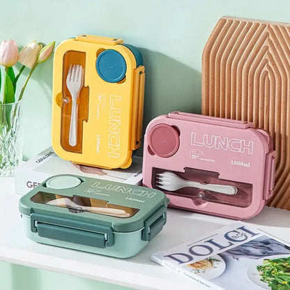 Colorful plastic compartmentalized lunch box set kitchen bento container