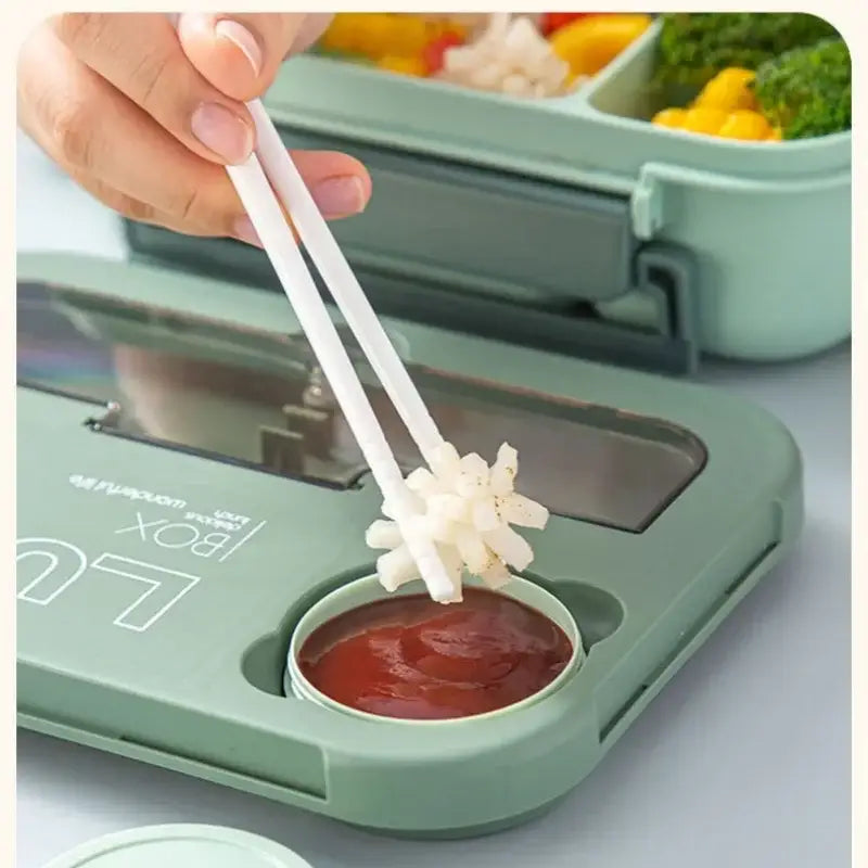 Colorful plastic compartmentalized lunch box set kitchen bento container