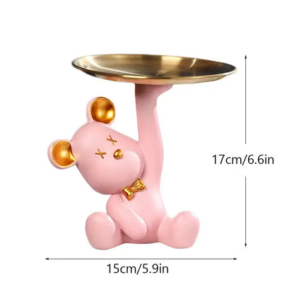 Colorful resin bear house entry tray keys receiver for living room