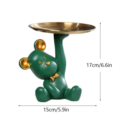 Colorful resin bear house entry tray keys receiver for living room