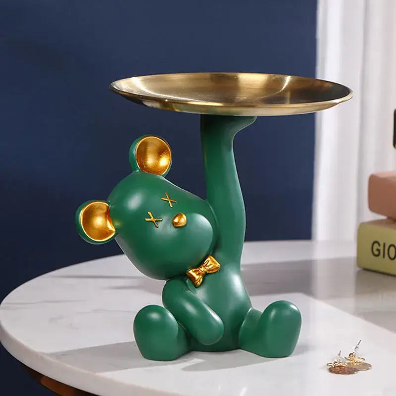 Colorful resin bear house entry tray keys receiver for living room