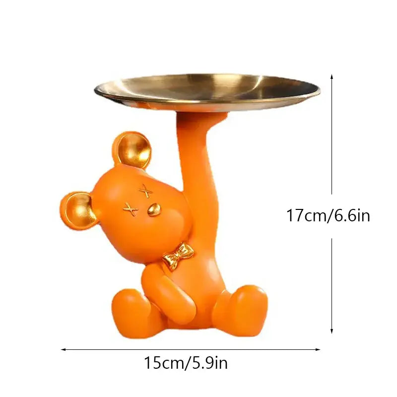 Colorful resin bear house entry tray keys receiver for living room
