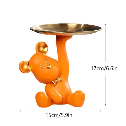 Colorful resin bear house entry tray keys receiver for living room