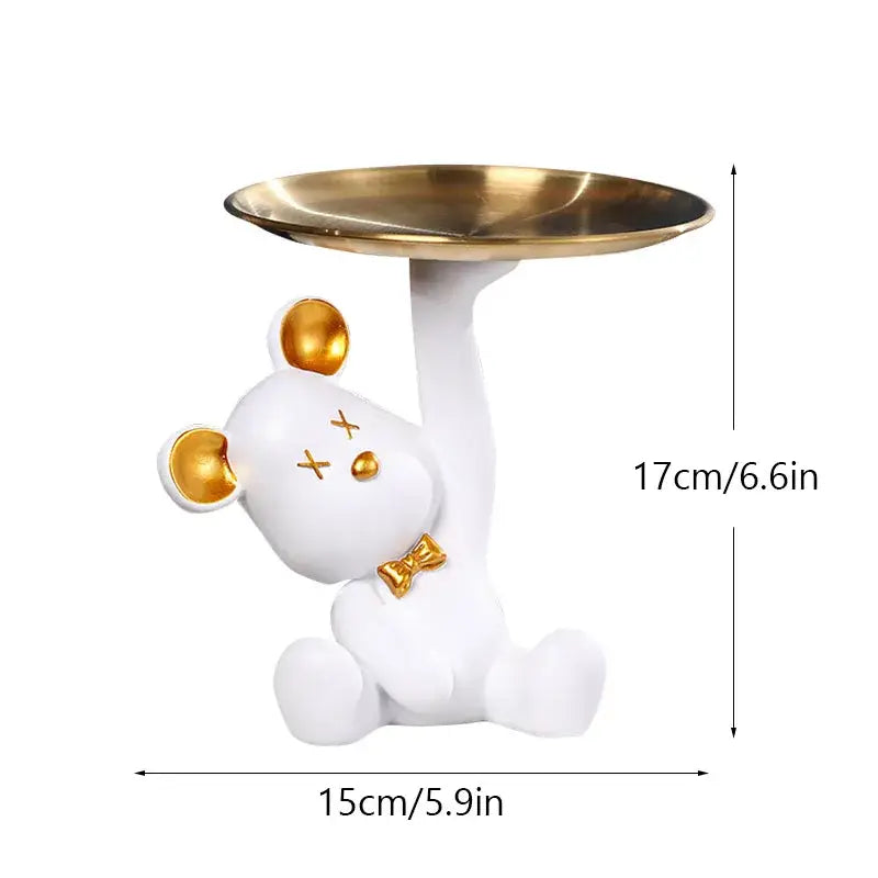 Colorful resin bear house entry tray keys receiver for living room