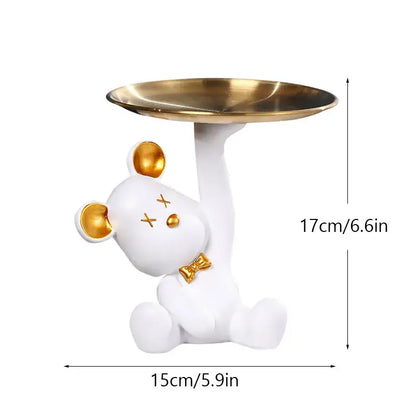 Colorful resin bear house entry tray keys receiver for living room