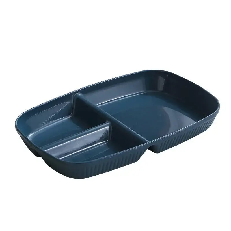 Colorful ribbed divided dish diet plate set with utensils dining room