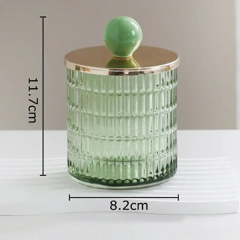 Colorful ribbed glass tea canister set kitchen storage jar