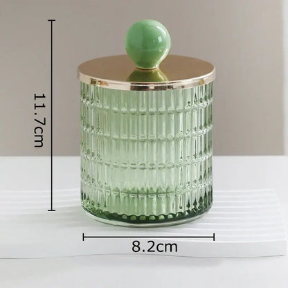 Colorful ribbed glass tea canister set kitchen storage jar