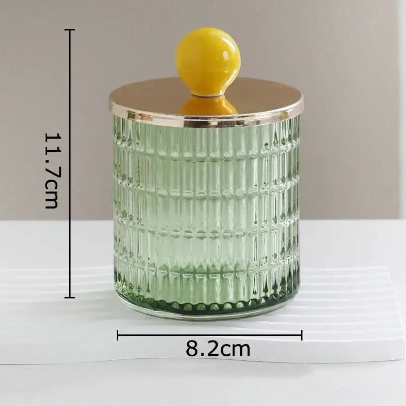 Colorful ribbed glass tea canister set kitchen storage jar